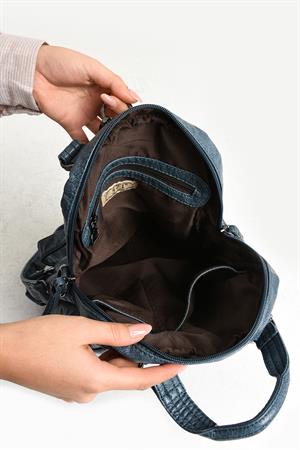 Suni Deri Sırt Çantası Mavi (Model: 571-9-12A)