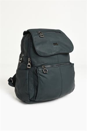 Yıkanmış Deri Sırt Çantası Mavi (Model: 571-9-11A) 