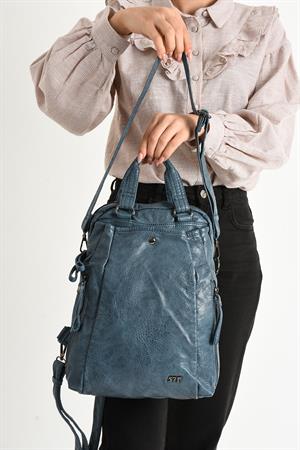 Suni Deri Sırt Çantası Mavi (Model: 571-9-12A)