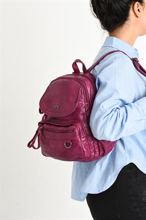 Suni Deri yumuşak dokumalı  Sırt Çantası Mor (Model: 571-11-12H)