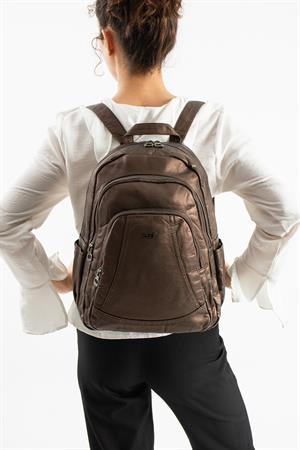 Yıkanmış Deri Sırt Çantası (Poliüretan) Bronz Model:(571-14-11H)