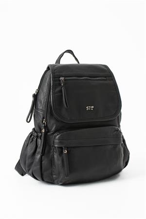 Yıkanmış Deri Sırt Çantası Siyah Model: (571-14-11M)