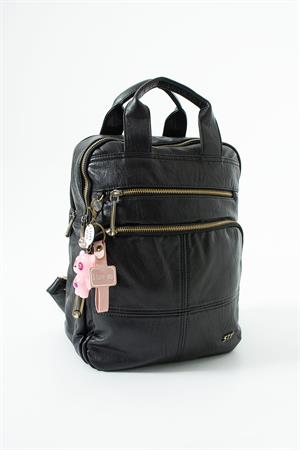 Yıkanmış Deri, Çok Gözlü, Laptop Bölmeli Sırt Çantası (Gündelik, Seyahat) Siyah Model: (571-14-17N)​​​​​​​