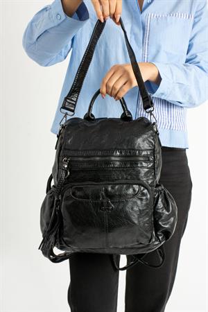 Suni Deri Sırt Çantası Siyah (Model: 571-9-12B)