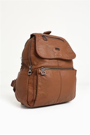 Yıkanmış Deri Sırt Çantası Taba (Model: 571-9-11A) 