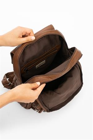 Yıkanmış Deri Sırt Çantası Taba (Model: 571-11-11E)