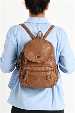 Suni Deri yumuşak dokumalı  Sırt Çantası Taba (Model: 571-11-12H)