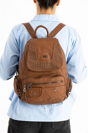 Yıkanmış Deri Sırt Çantası Taba (Model: 571-9-11D)