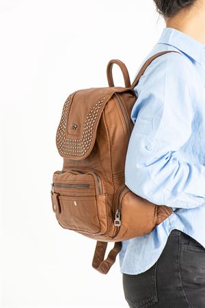 Yıkanmış Deri Sırt Çantası Taba (Model: 571-9-11D)
