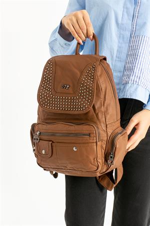 Yıkanmış Deri Sırt Çantası Taba (Model: 571-9-11D)