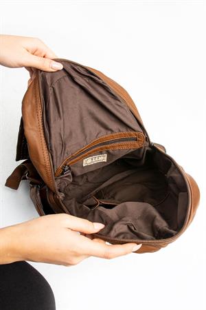 Yıkanmış Deri Sırt Çantası Taba (Model: 571-9-11D)