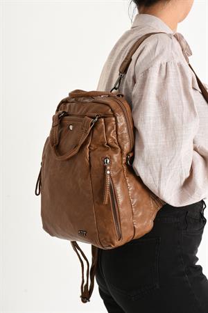 Suni Deri Sırt Çantası Taba (Model: 571-9-12A)