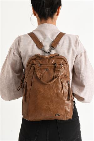 Suni Deri Sırt Çantası Taba (Model: 571-9-12A)