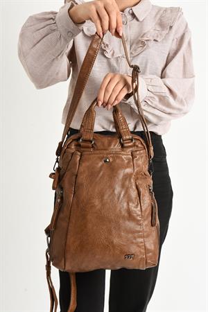 Suni Deri Sırt Çantası Taba (Model: 571-9-12A)
