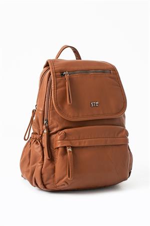 Yıkanmış Deri Sırt Çantası Taba Model: (571-14-11M)