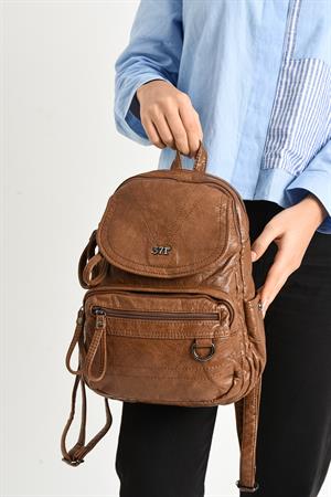 Suni Deri yumuşak dokumalı  Sırt Çantası Taba (Model: 571-11-12H)