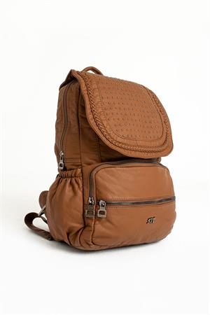 Yıkanmış Deri Sırt Çantası Taba (Model: 571-9-11C)