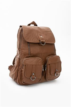 Yıkanmış Deri Sırt Çantası Taba (Model: 571-11-11E)