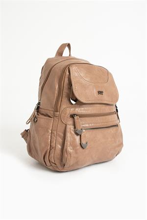 Suni Deri Sırt Çantası Vizon (Model: 571-11-12G)