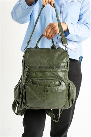 Suni Deri Sırt Çantası Yeşil (Model: 571-9-12B)