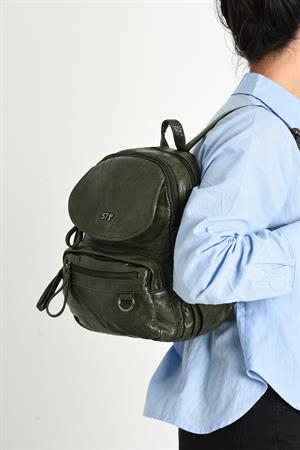 Suni Deri yumuşak dokumalı  Sırt Çantası Yeşil (Model: 571-11-12H)