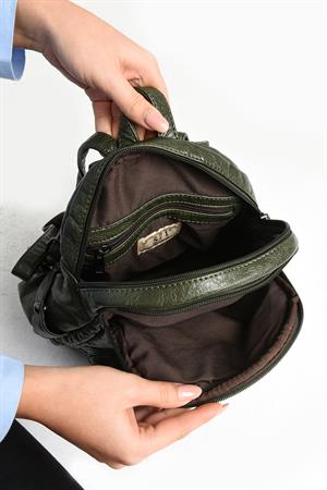 Suni Deri yumuşak dokumalı  Sırt Çantası Yeşil (Model: 571-11-12H)