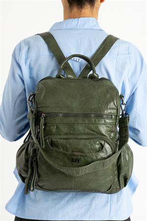 Suni Deri Sırt Çantası Yeşil (Model: 571-9-12B)
