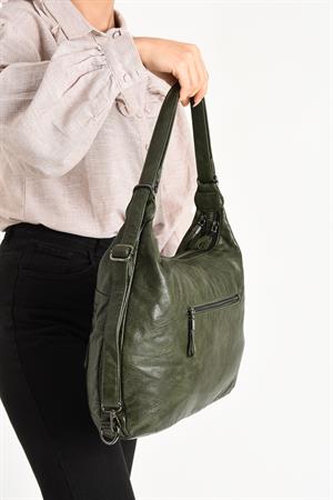 Suni Deri Yumuşak Dokumalı Sırt Omuz Çantası Yeşil (Model: 571-11-13A) 
