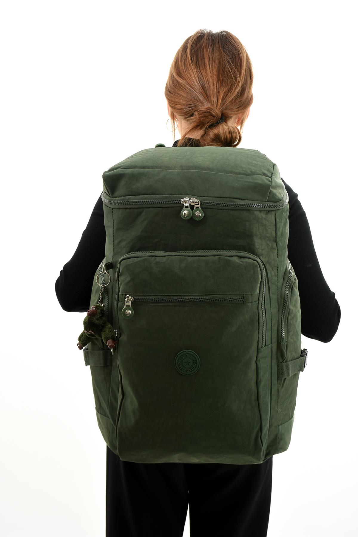 Büyük Boy Ultra Hafif Çok Bölmeli Dağcı Çantası Yeşil (Model: 571-7D) 