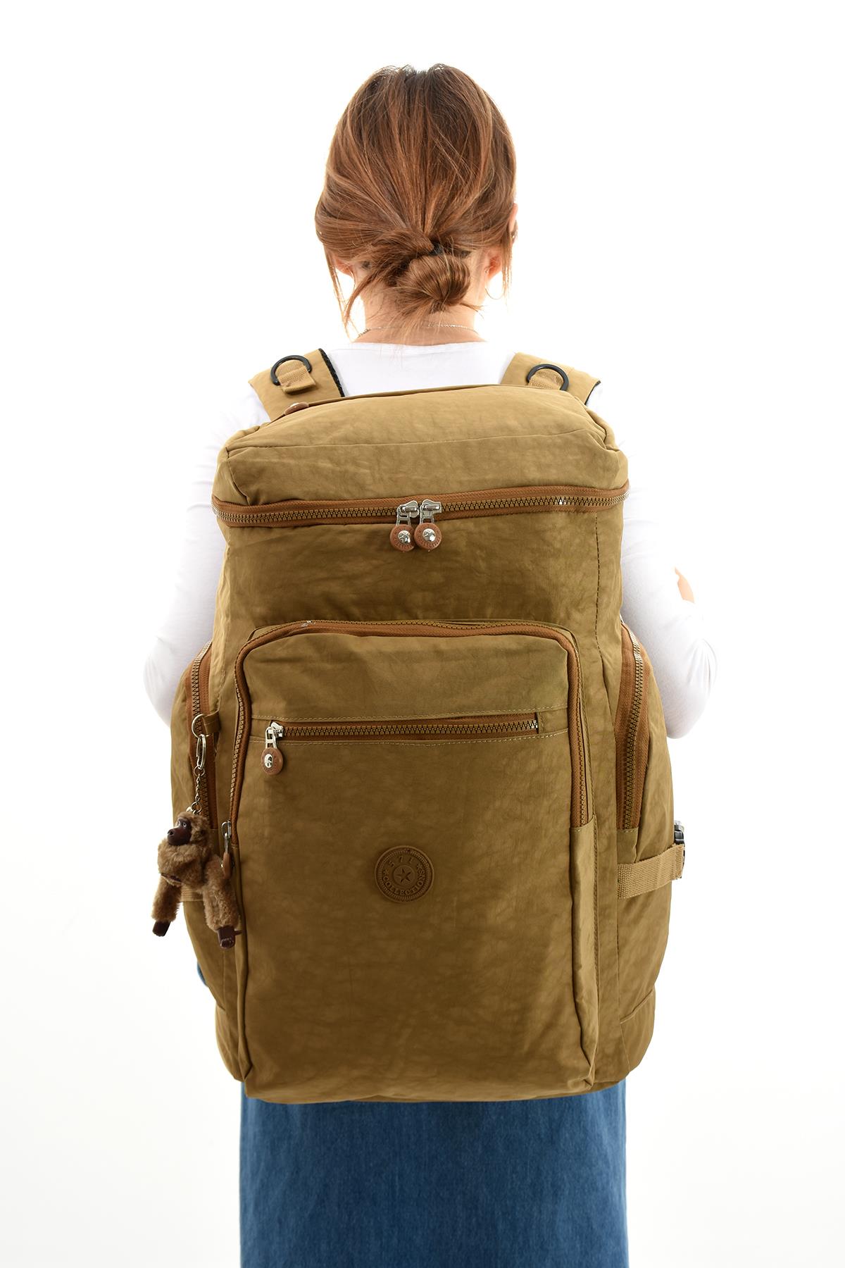 Büyük Boy Ultra Hafif Çok Bölmeli Dağcı Çantası Taba (Model: 571-7D) 