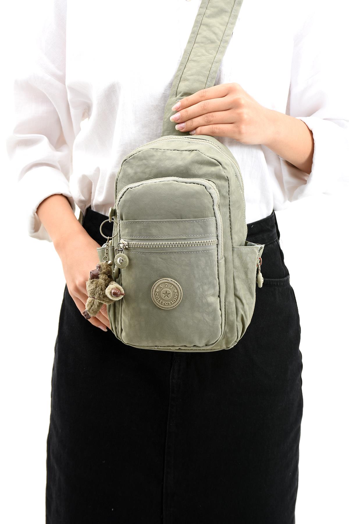 İki Bölmeli Bodybag Göğüs Omuz Çantası Unisex Vizon (Model: 571-8B) 