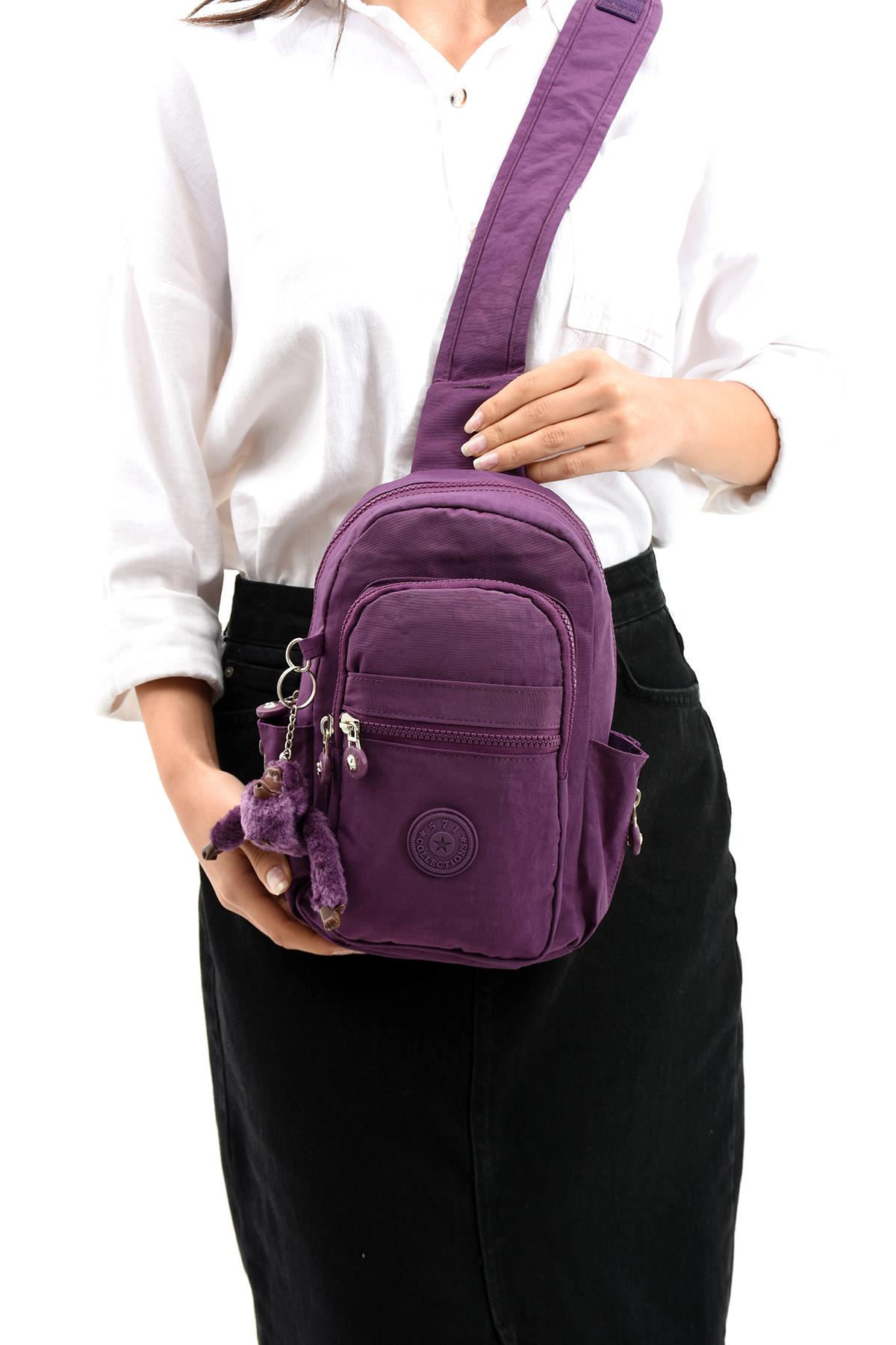 İki Bölmeli Unisex Göğüs (Bodybag) Çantası Mor (Model: 571-8B) 