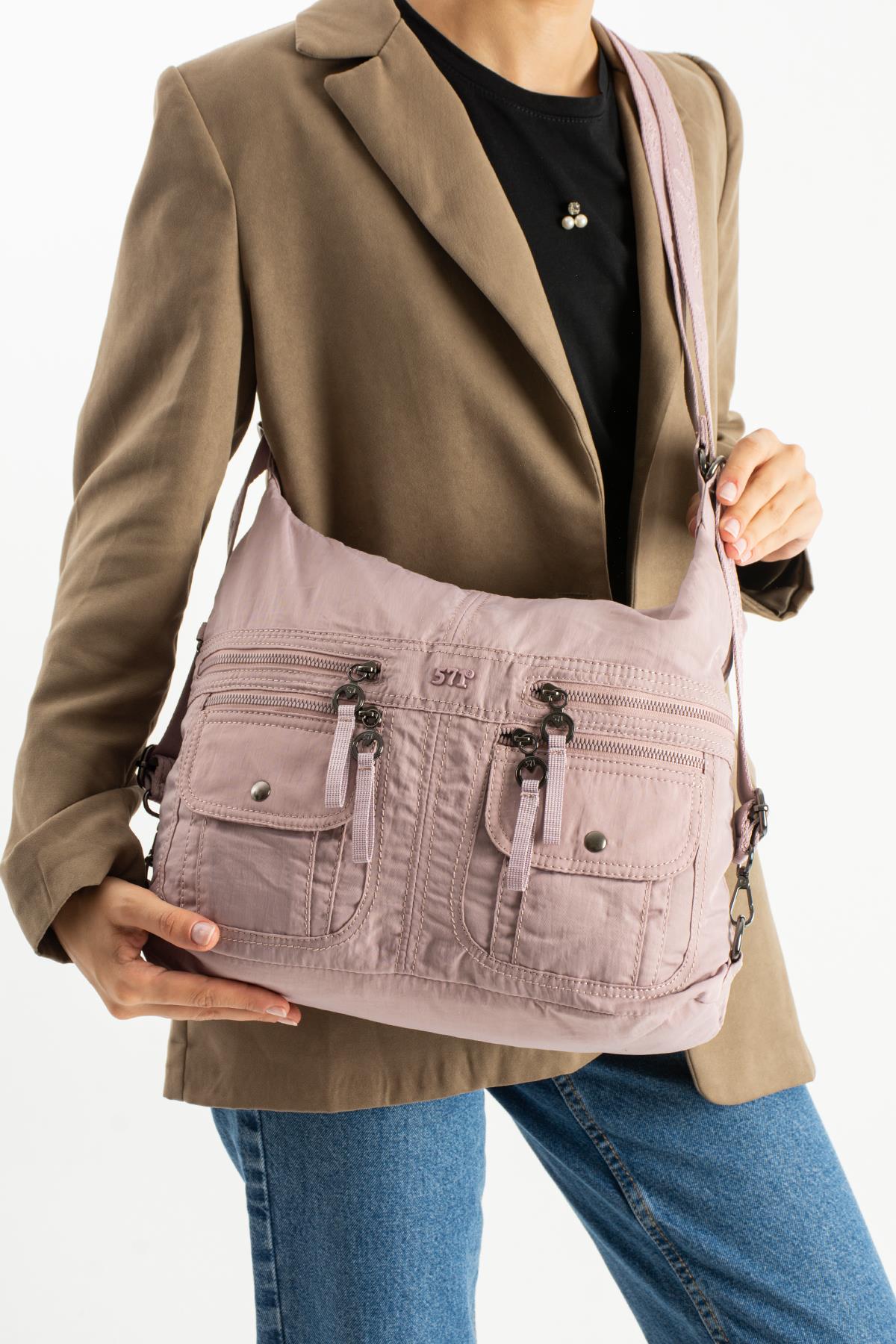 571-13-14JPolyamid Kumaş Sırt, Omuz ve Kol Çantası Pembe Model: (571-13-14J)
