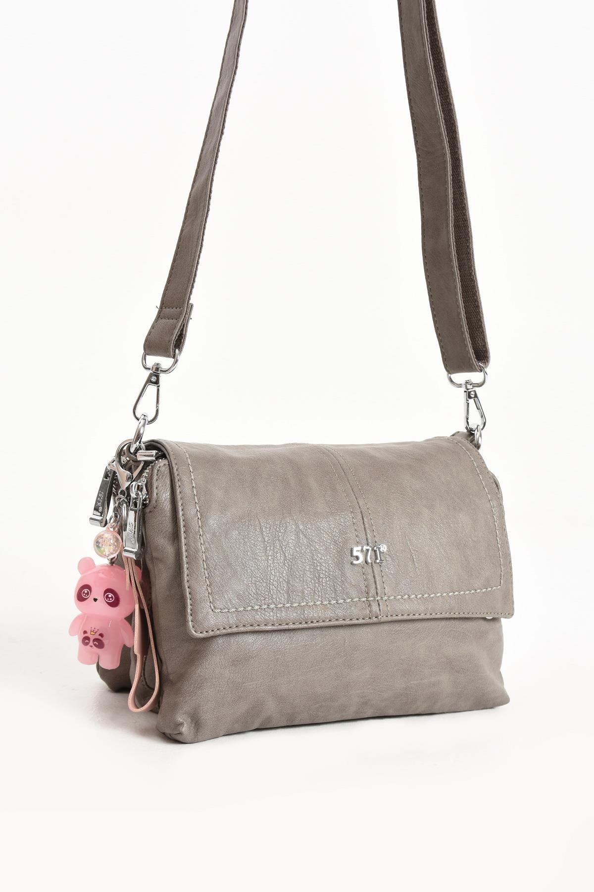 Suni Deri Omuz Çantası Gri (Model: 571-13-17M)