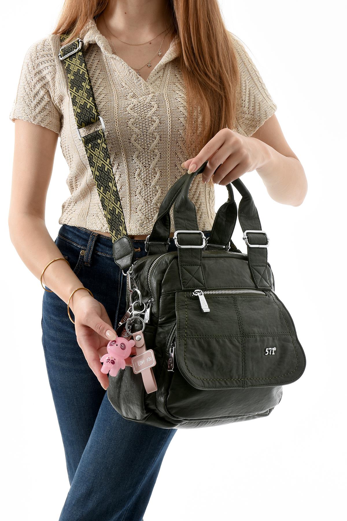 Suni Deri Omuz Çantası Yeşil (Model: 571-13-17L) 