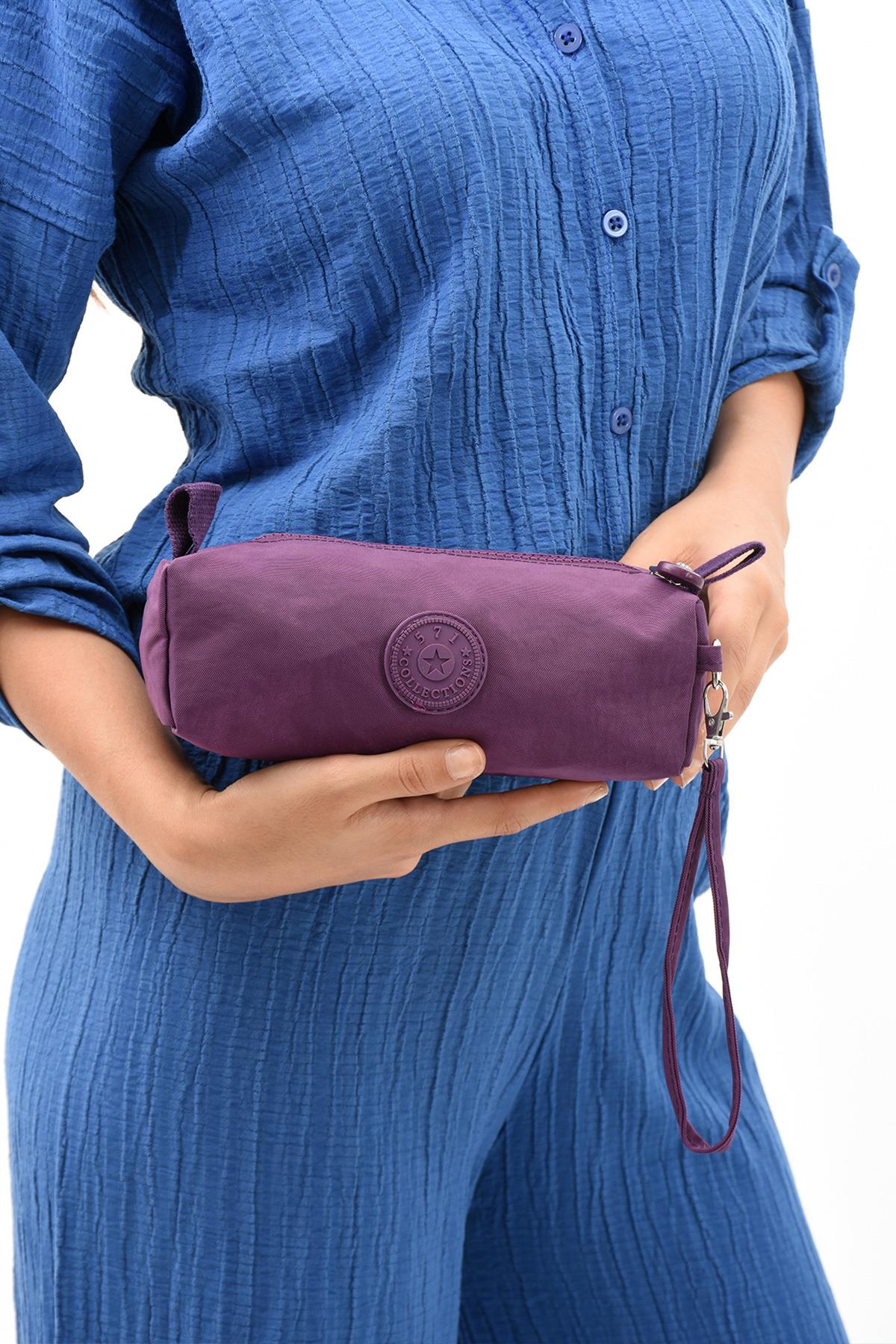 Tek Bölmeli Kalemlik (Yıkanabilir ve Su Geçirmez, makyaj çantası ) Mor (Model: 571-15H)