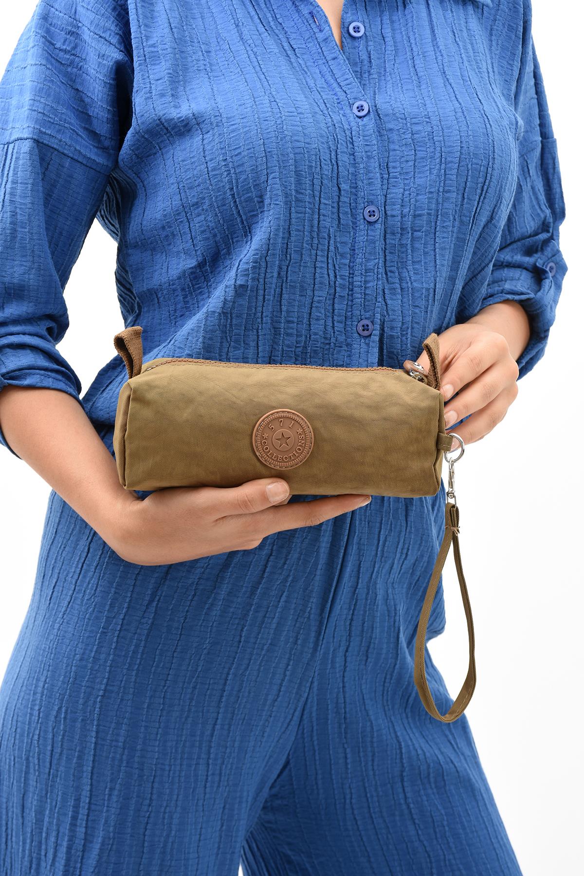 Tek Bölmeli Kalemlik (Yıkanabilir ve Su Geçirmez, makyaj çantası ) Taba (Model: 571-15H)