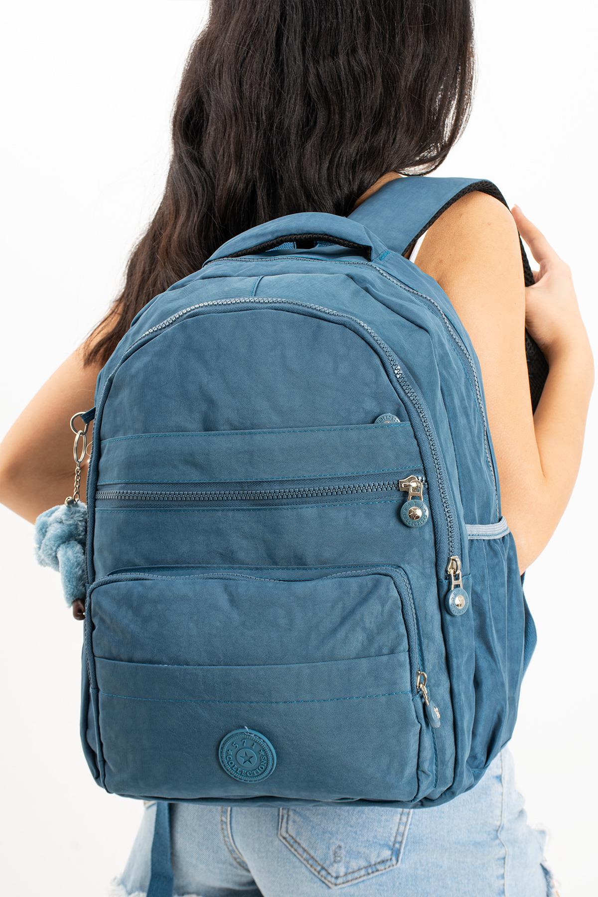 Ultra Hafif Çok Cepli Orta Boy Sırt Çantası Unisex Mavi  (Model: 571-3E)
