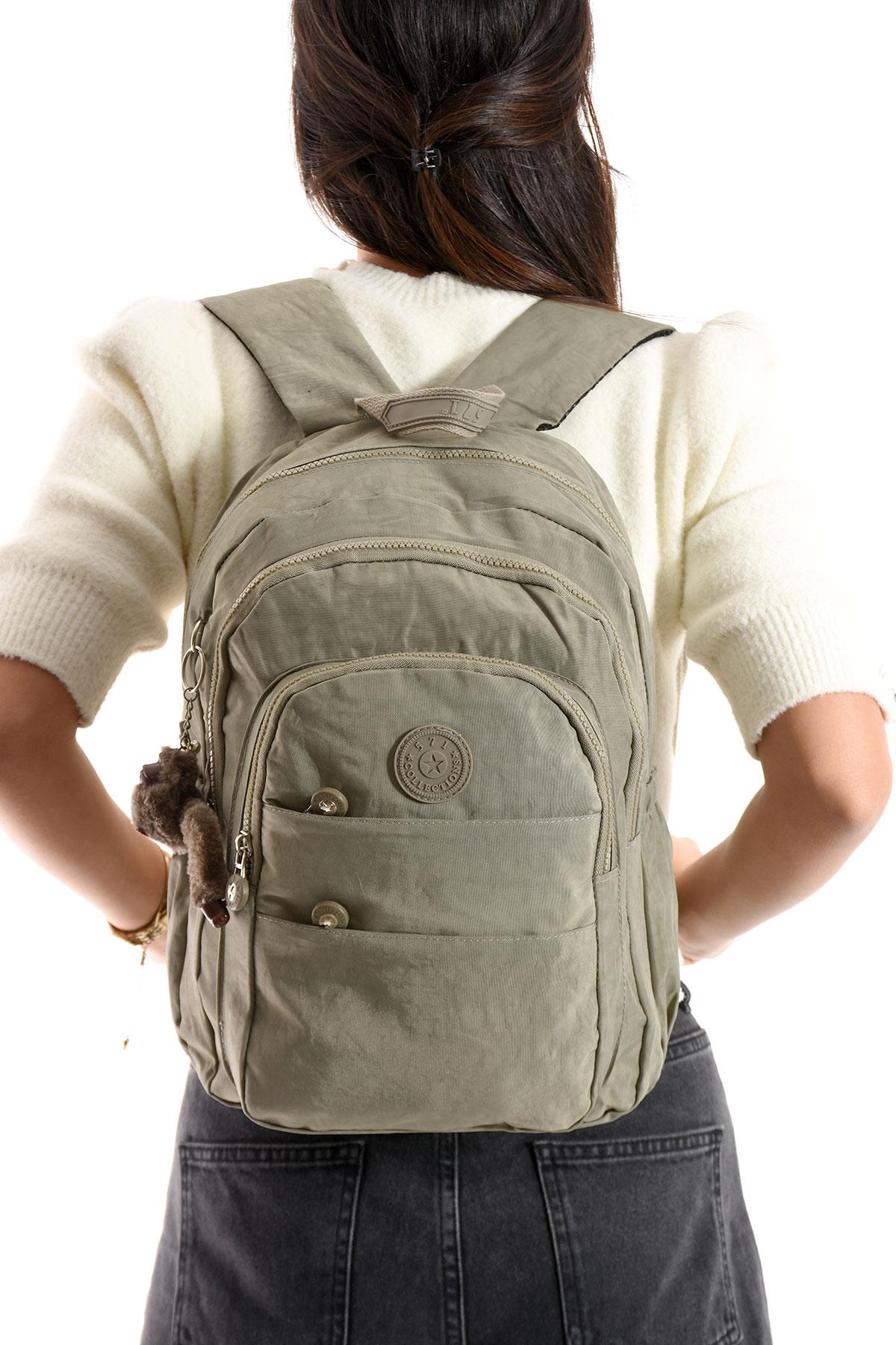 Ultra Hafif Çok Cepli Orta Boy Sırt Çantası Unisex Vizon (Model: 571-4C)
