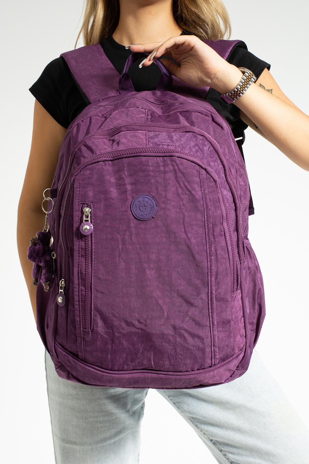 Ultra Hafif Çok Cepli Su Geçirmez Sırt Çantası Unisex Mor (Model: 571-1A)