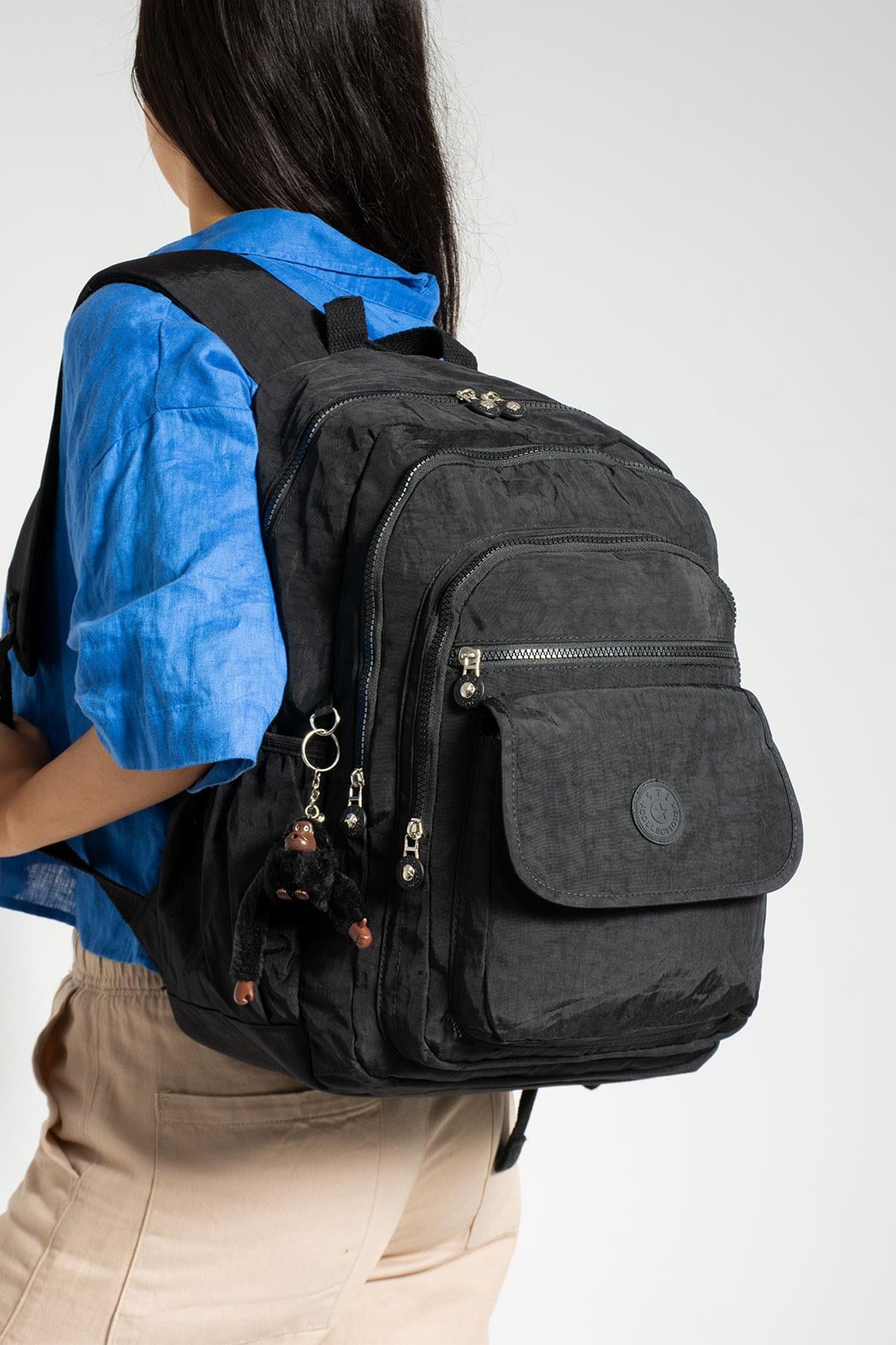 571-2AUltra Hafif Çok Cepli Su Geçirmez Sırt Çantası Unisex Siyah (Model:571-2A)