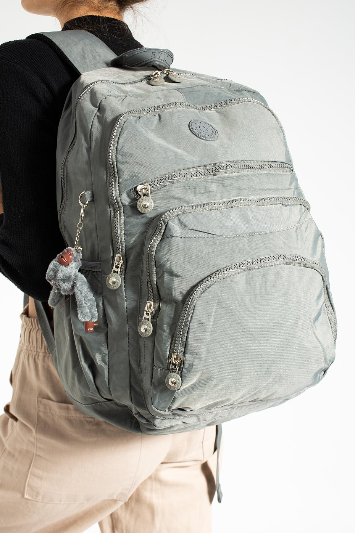 Ultra Hafif Çok Cepli Su Geçirmez Sırt Çantası Unisex Gri (Model: 571-1E) 