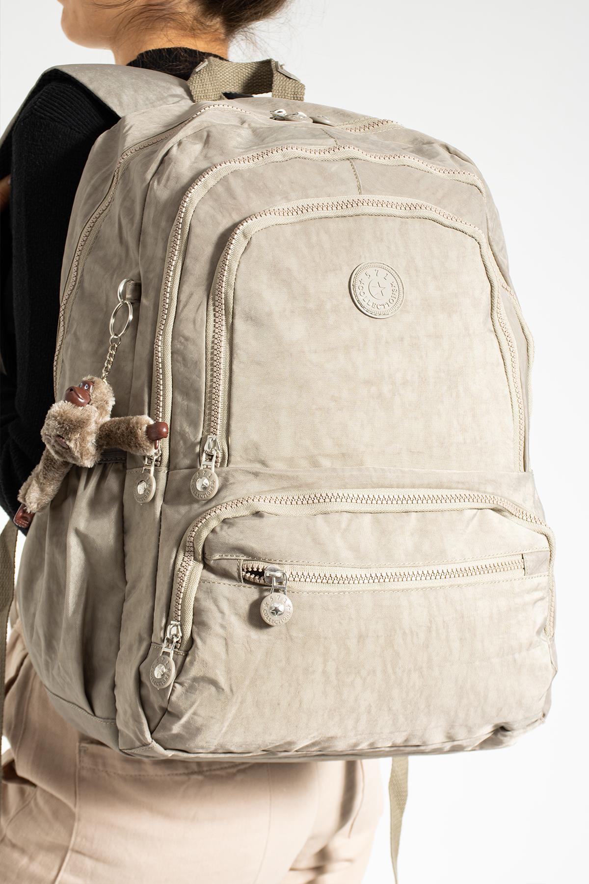 Ultra Hafif Çok Cepli Su Geçirmez Sırt Çantası Unisex Vizon (Model: 571-1G)