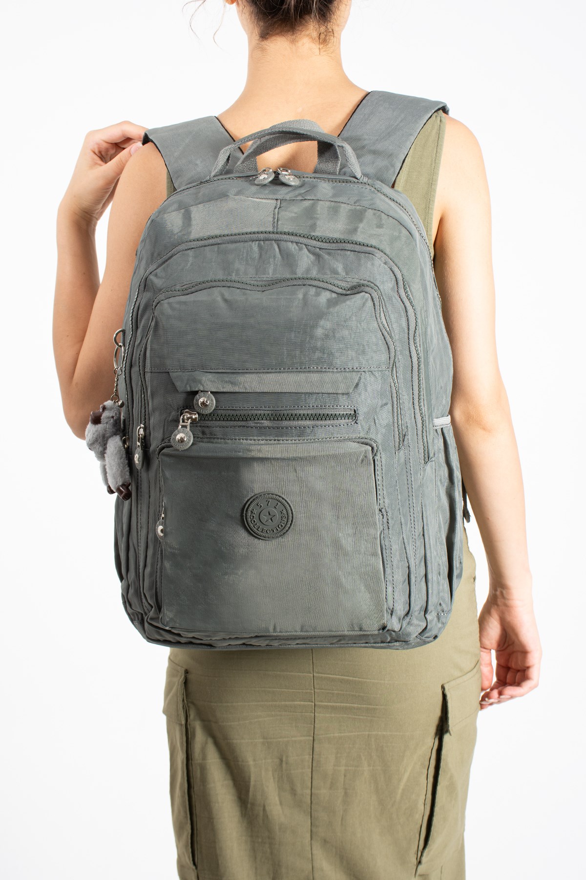 571-2FUltra Hafif Çok Cepli Su Geçirmez Sırt Çantası Unisex Gri (Model: 571-2F)