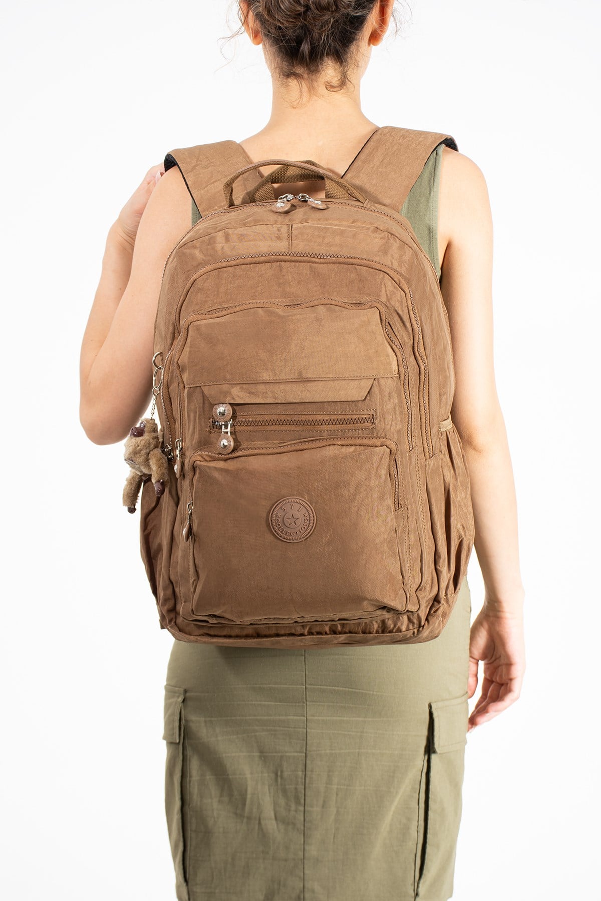 571-2FUltra Hafif Çok Cepli Su Geçirmez Sırt Çantası Unisex Taba (Model: 571-2F)