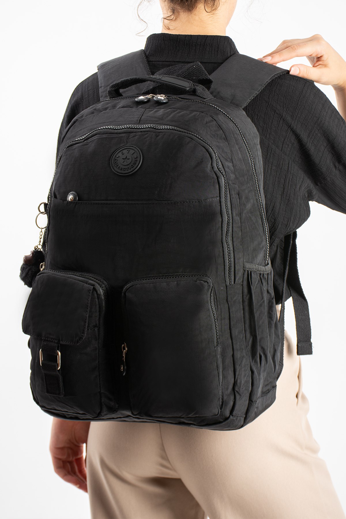 571-1AUltra Hafif Çok Cepli Su Geçirmez Sırt Çantası Unisex Siyah (Model: 571-1A)