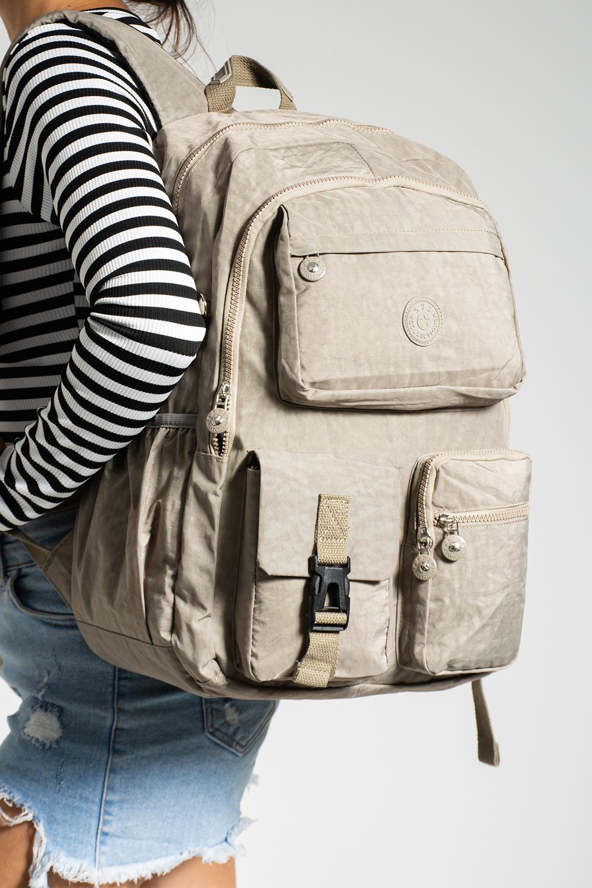 Ultra Hafif Çok Cepli Su Geçirmez Sırt Çantası Vizon (Model: 571-1K)