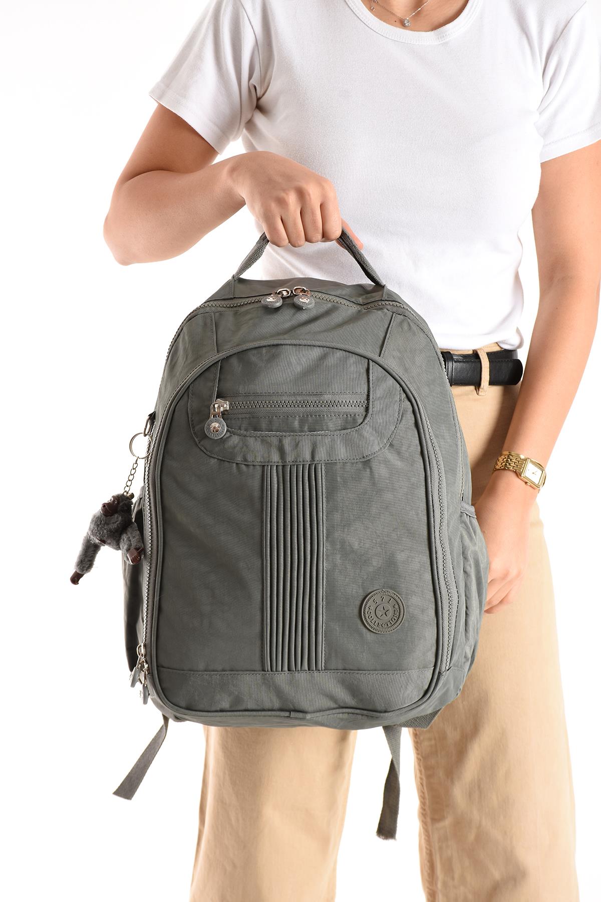 Ultra Hafif Orta Boy Sırt Çantası Çok Cepli Gri (Model: 571-3P)