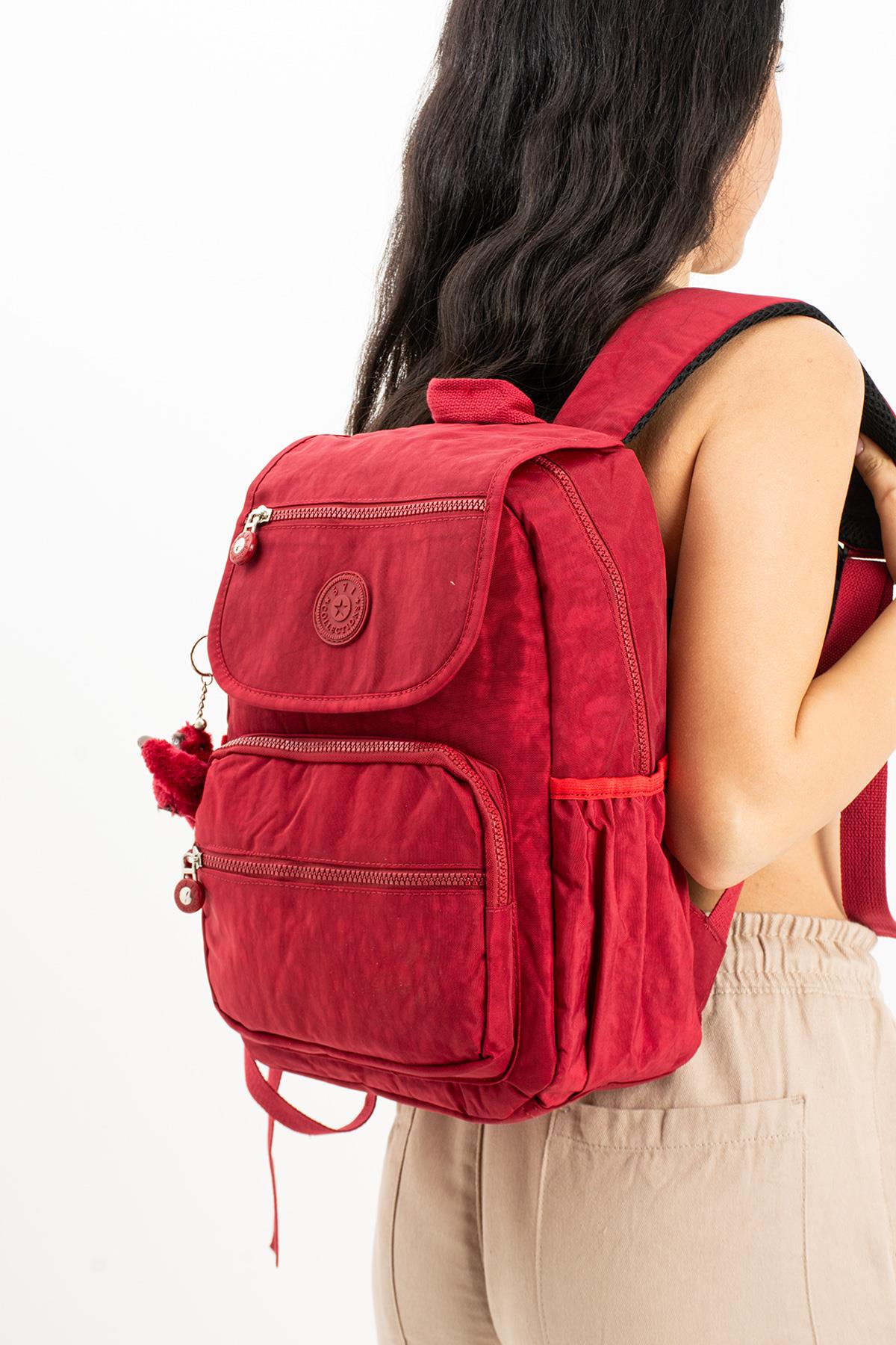 Ultra Hafif Orta Boy Sırt Çantası Çok Cepli Kırmızı (Model: 571-3J)