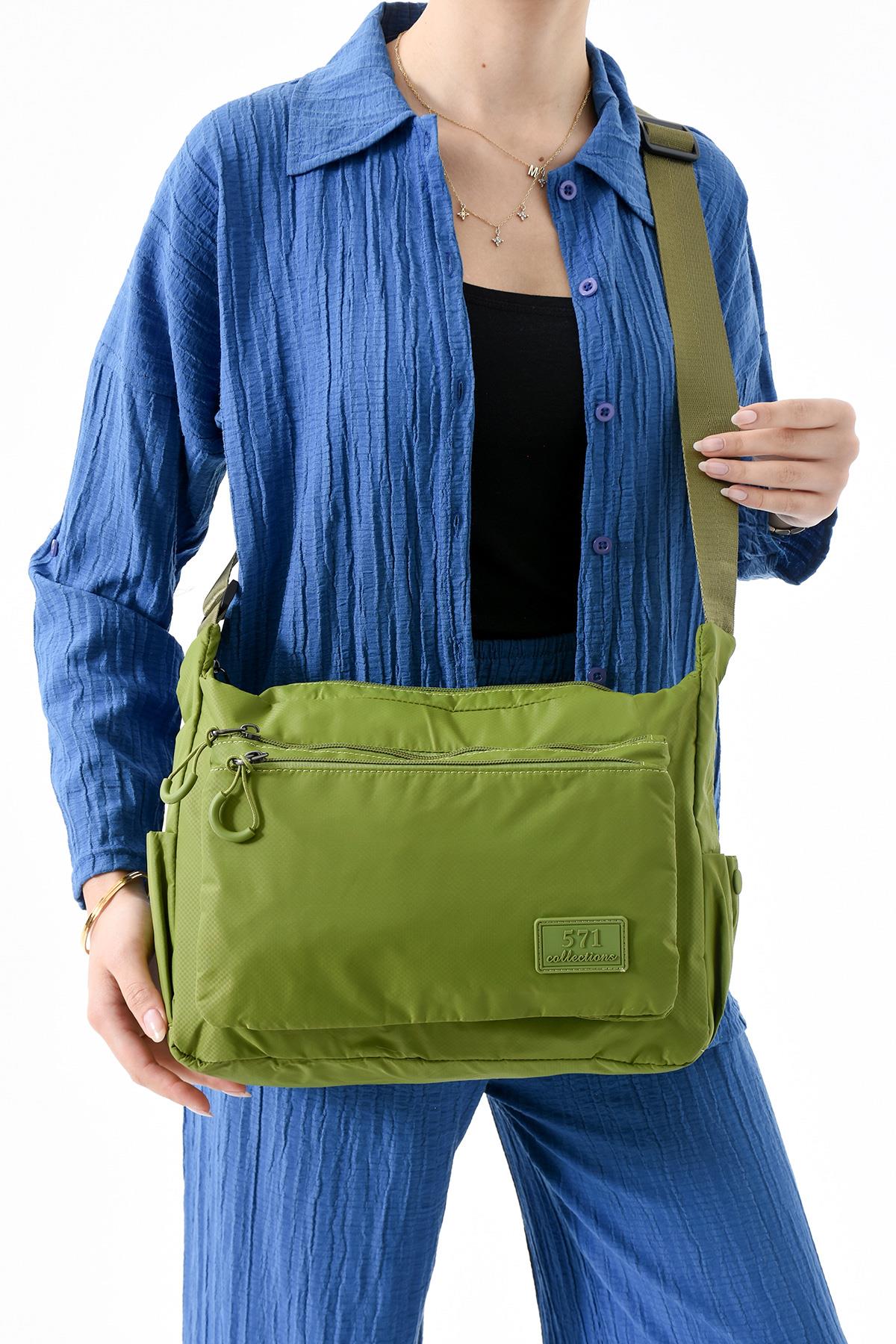 Ultra Hafif Su Geçirmez Çok Cepli Omuz Çantası Açık Yeşil (Model